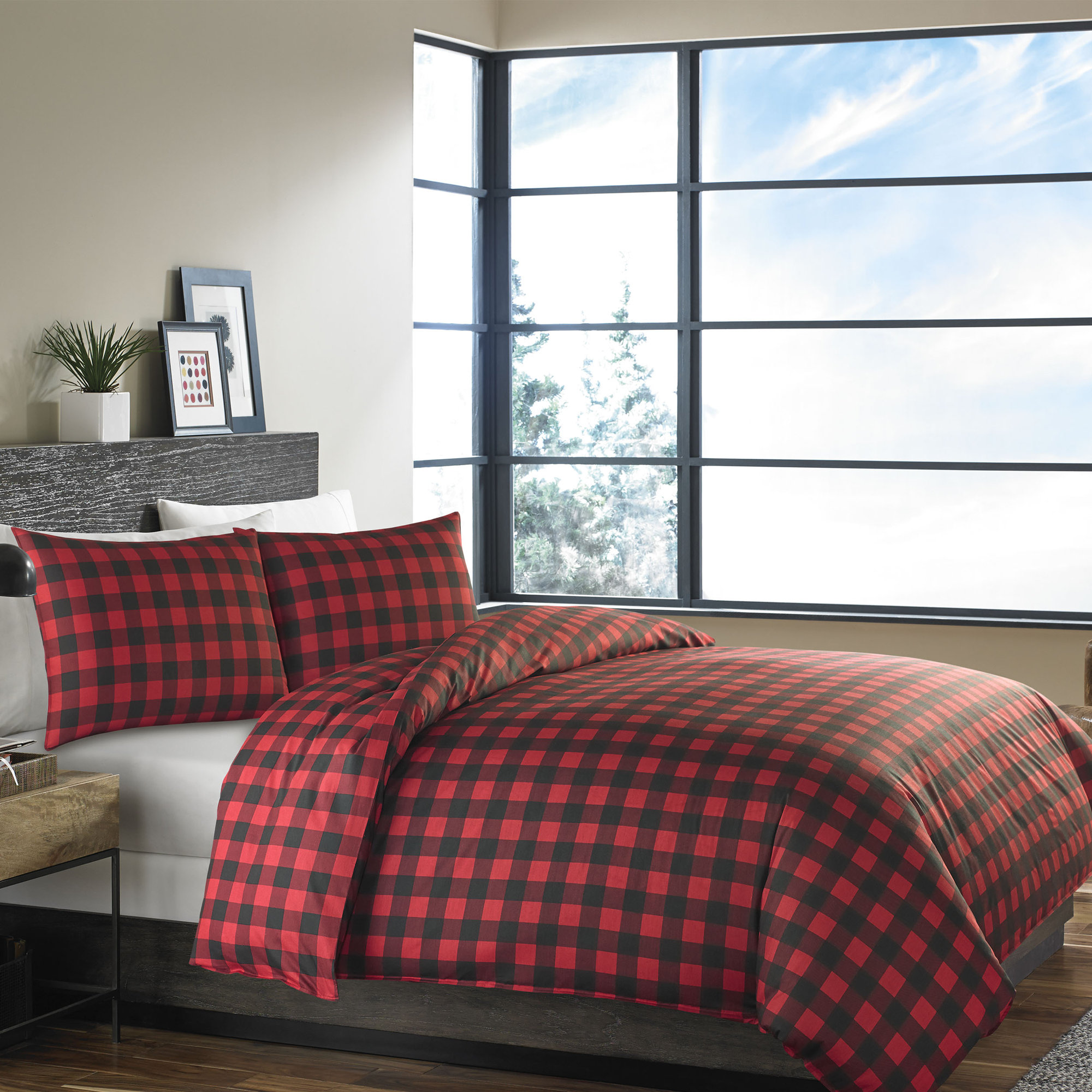 Eddie Bauer Mountain Plaid 3 Piece Reversible Duvet Cover Set & Reviews